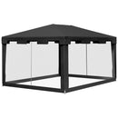 Gazebo  Pieghevole con Zanzariera e 2 Ingressi 4x3m in Metallo e PE Grigio Scuro-1