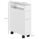 Mobiletto Bagno Salvaspazio 16x49,5x66 cm con Ruote Bianco-3