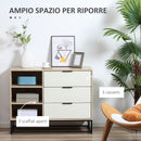 Credenza Base Rialzata 3 Cassetti 3 Ripiani 100x40x79,5 cm in MDF Truciolato e Acciaio-2