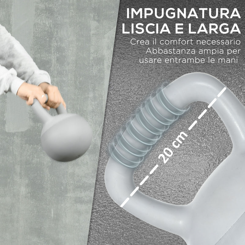 Kettlebell per Allenamento 4 Kg in PVC e Sabbia Metallica Grigio-4