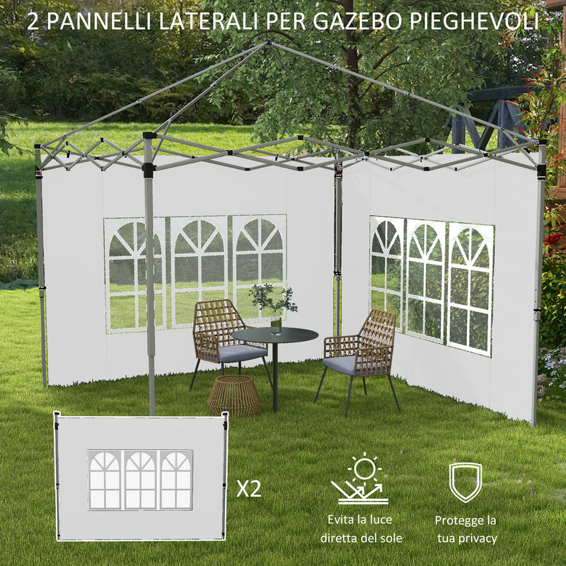 Pareti per Gazebo 3x3m o 3x4m 295x195 cm in Plastica e Tessuto Oxford Bianco-4