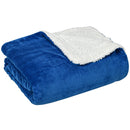 Coperta Plaid Dubleface 203x152x0,5 cm in Flanella 220 GSM e Sherpa 260 GSM Blu Scuro-1