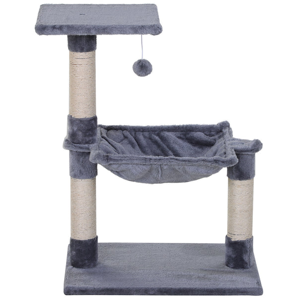 prezzo Albero Tiragraffi con Amaca e Pallina 50x36x70 cm in Legno e Peluche Grigio