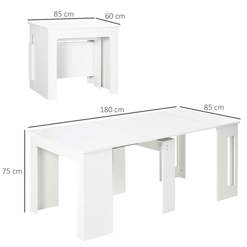 Tavolo da Pranzo Pieghevole  6 Persone 180x85x75 cm in Truciolato e Acciaio Bianco-3