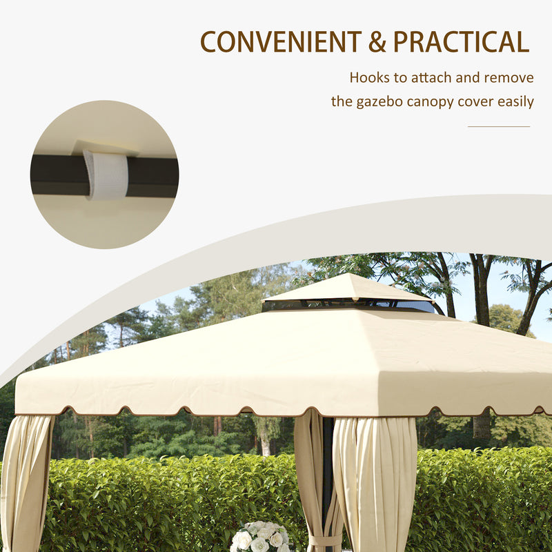 Tetto di Ricambio per Gazebo da Giardino 3x3m in Poliestere Beige-6