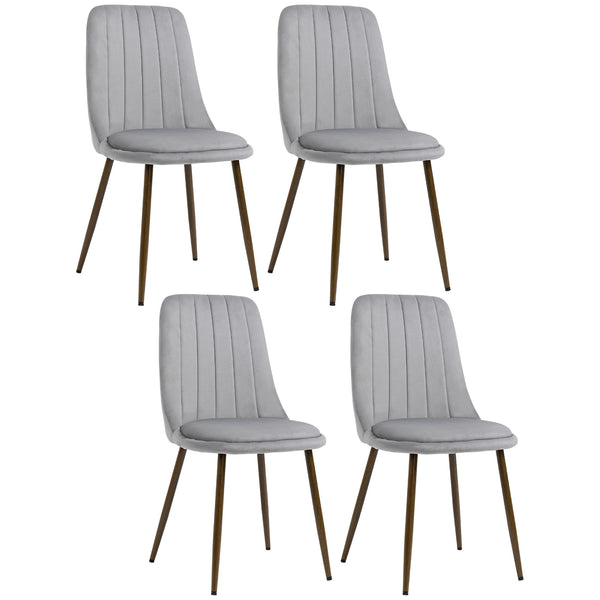 online Lot de 4 chaises rembourrées 47x55x86 cm en polyester et acier gris