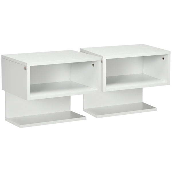 online Set de 2 Chevets Suspendus 40x29,5x33,5 cm en MDF Bianchi