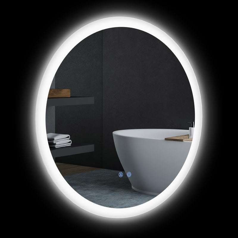 Specchio da Bagno Ø70x3 cm con LED 3 Colori Regolabili in Metallo e Vetro-1