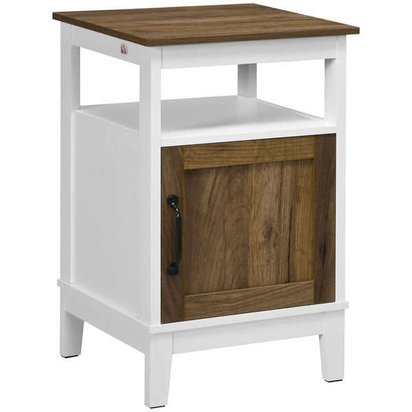 Table de chevet 1 porte 1 étagère 38,5x35x59,7 cm en aggloméré blanc sconto