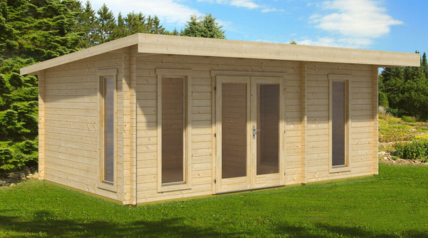 Abri de jardin Aurora 5,87x3,77m double porte en bois de sapin brut sconto