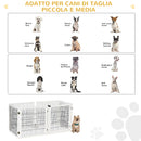 Cancelletto di Sicurezza per Cani di Piccola/Media Taglia 432x36x70 cm 6 Pannelli Pieghevoli in Legno e Acciaio Bianco-4