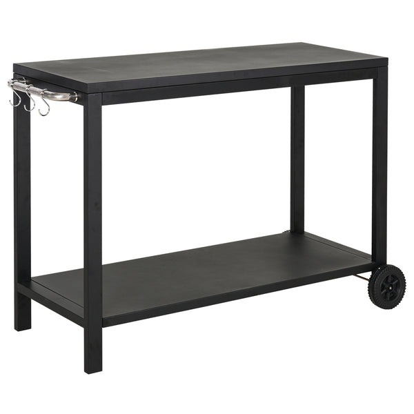 Carrello da Cucina 2 Livelli 128x46,5x86,5 cm in Metallo Nero prezzo