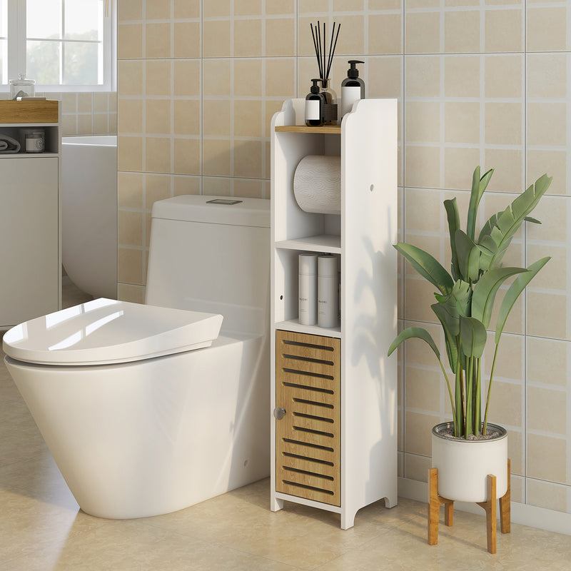 Mobiletto Bagno con Ripiani 1 Anta 18x20x90 cm in Truciolato Bianco-7