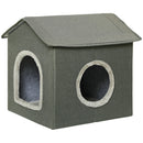 Casetta per Gatti 39x43,5x40,5 cm  2 Entrate con Cuscini Verde-1