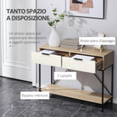 Tavolo Consolle Ingresso con 2 Cassetti e Ripiano Inferiore 100x33,5x76,5 cm in MDF Truciolato e Acciaio-4