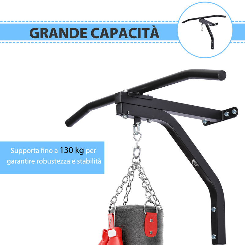 Staffa di supporto per sacco da boxe con barra per trazioni 93x47x51 cm  Nero-5