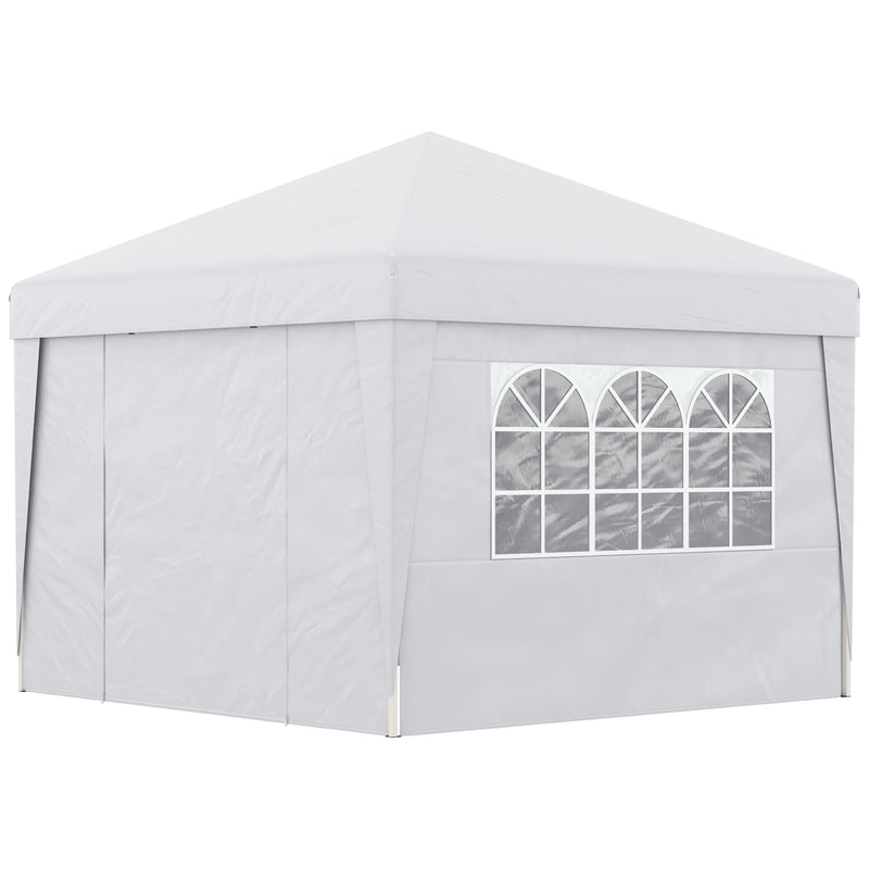 Gazebo da Giardino Pieghevole 3x3m con Design Pop Up e Finestre in Tessuto Oxford Bianco-1