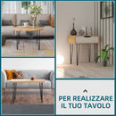 Set 4 Gambe per Tavolo 12x12x71 cm in Acciaio Preforato Nero-7