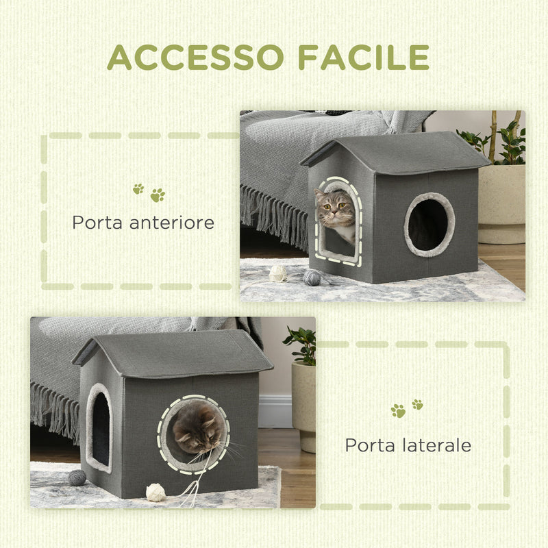 Casetta per Gatti 39x43,5x40,5 cm  2 Entrate con Cuscini Verde-7