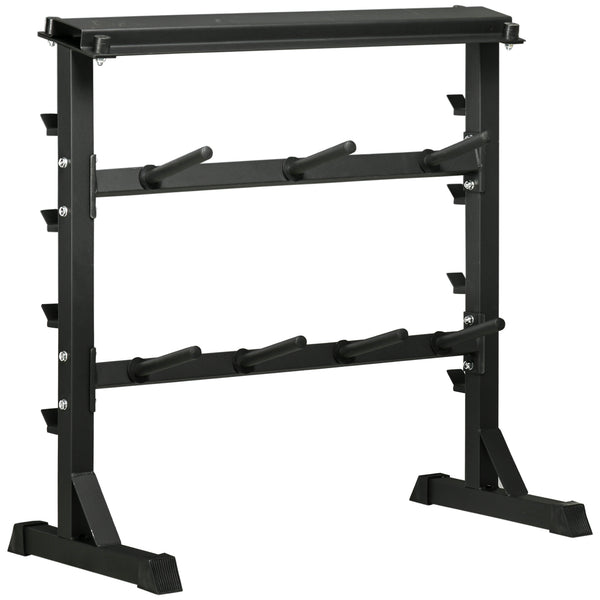 Support d'haltères multi-usages 100x55x102 cm pour barres d'haltères et plaques de poids en acier noir sconto