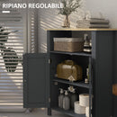 Mobiletto Bagno 3 Ripiani 60x30x80,5 cm in MDF e Truciolato Grigio-5