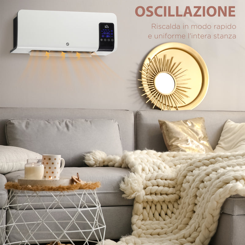 Termoventilatore da Parete Oscillatorio 54,5x12x21,5 cm 2 Modalità di Riscaldamento Bianco-7