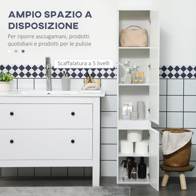 Mobile a Colonna Bagno 30x28x152,5 cm in Legno truciolare Bianco-4