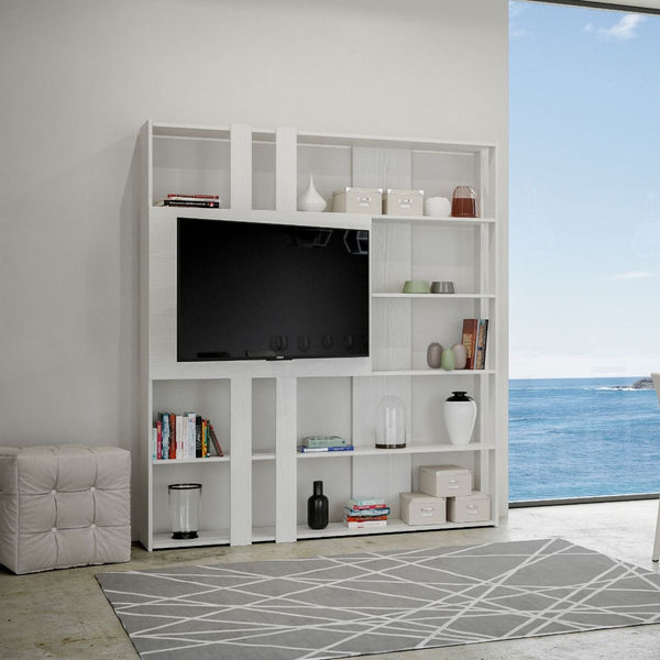 Libreria Moderna 5 Ripiani con Pannello per TV 178x36x204 cm in nobilitato Bianco acquista