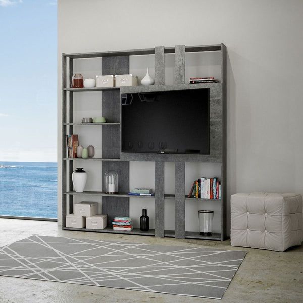 sconto Libreria Moderna 5 Ripiani con Pannello per TV 178x36x204 cm in nobilitato Grigio