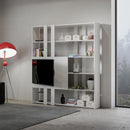 Libreria Moderna 5 Ripiani con Pannello per TV 178x36x204 cm in nobilitato Bianco-1