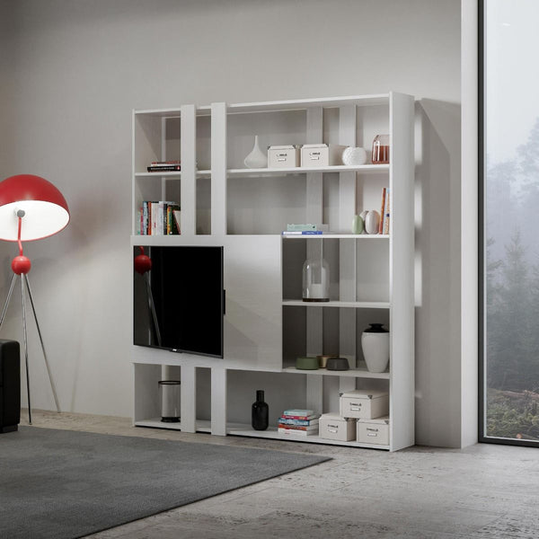 Libreria Moderna 5 Ripiani con Pannello per TV 178x36x204 cm in nobilitato Bianco acquista