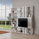 Libreria Moderna 5 Ripiani con Pannello per TV 178x36x204 cm in nobilitato Bianco-1