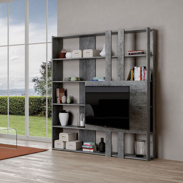 Libreria Moderna 5 Ripiani con Pannello per TV 178x36x204 cm in nobilitato Grigio prezzo