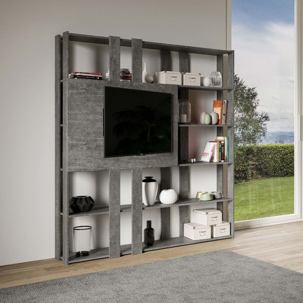 Libreria Moderna 5 Ripiani con Pannello per TV 178x36x204 cm in nobilitato Grigio acquista