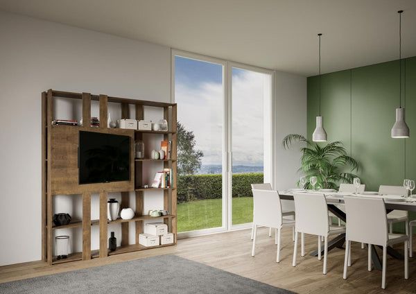 sconto Libreria Moderna 5 Ripiani con Pannello per TV 178x36x204 cm in nobilitato Marrone