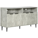 Credenza 147x40x83 cm con Armadietti a 2 Ante e Mensole Regolabili Effetto Marmo Grigio-1