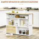 Isola da Cucina con Piano a Ribalta 116x79,5x91 cm in MDF Bianco e Legno Naturale-5