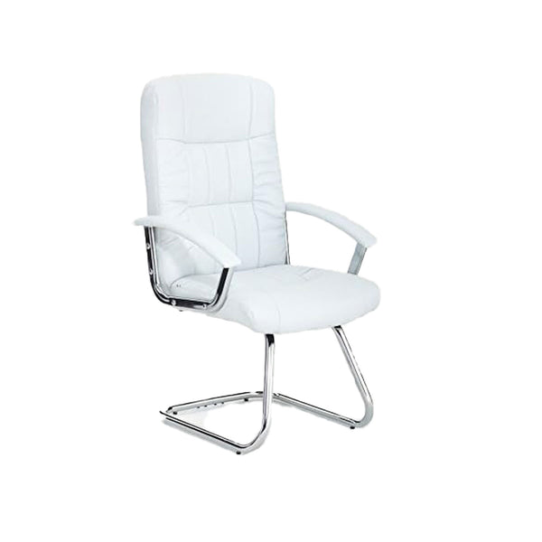 Chaise visiteur de bureau en simili cuir blanc Leader prezzo