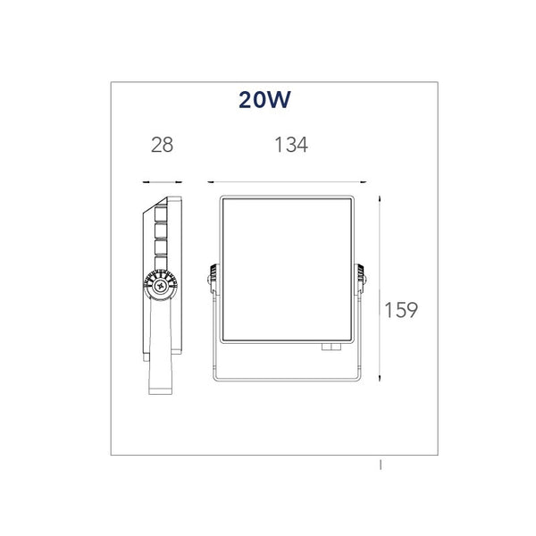 Projecteur extérieur étanche rectangulaire argenté en aluminium LED lumière naturelle de 20 watts acquista