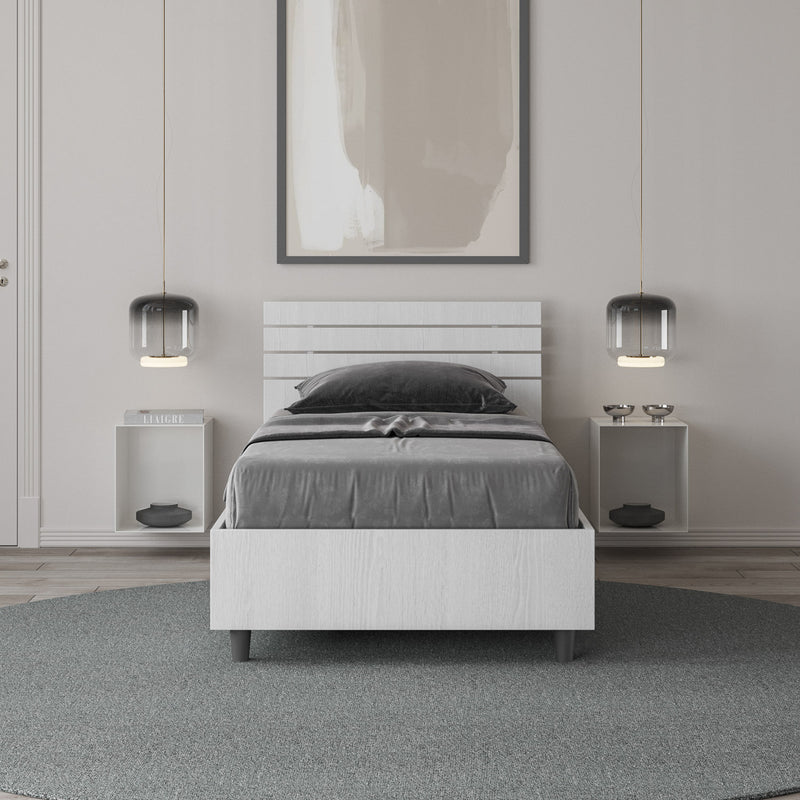 Letto Singolo Testata Dritta Ankel Bianco Frassino Varie Misure-4