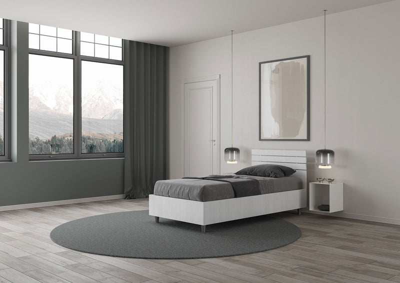 Letto Singolo Testata Dritta Ankel Bianco Frassino Varie Misure-3