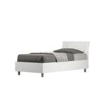 Letto Singolo Ankel Testata Doghe Inclinata  Bianco Frassino Varie Misure-1