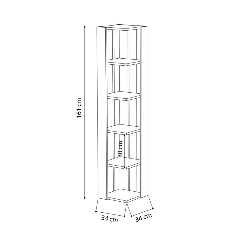 Libreria angolare 34x34x161 cm Nati bianca 5 ripiani-3