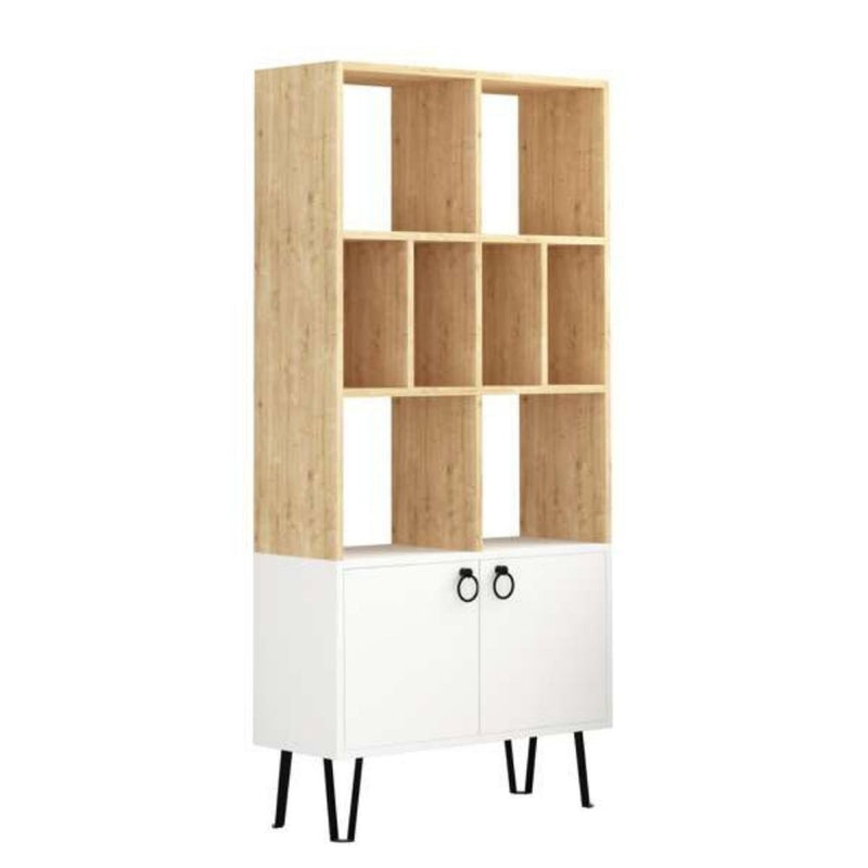 Libreria Bene 80x30x166 cm con ante rovere bianco-3