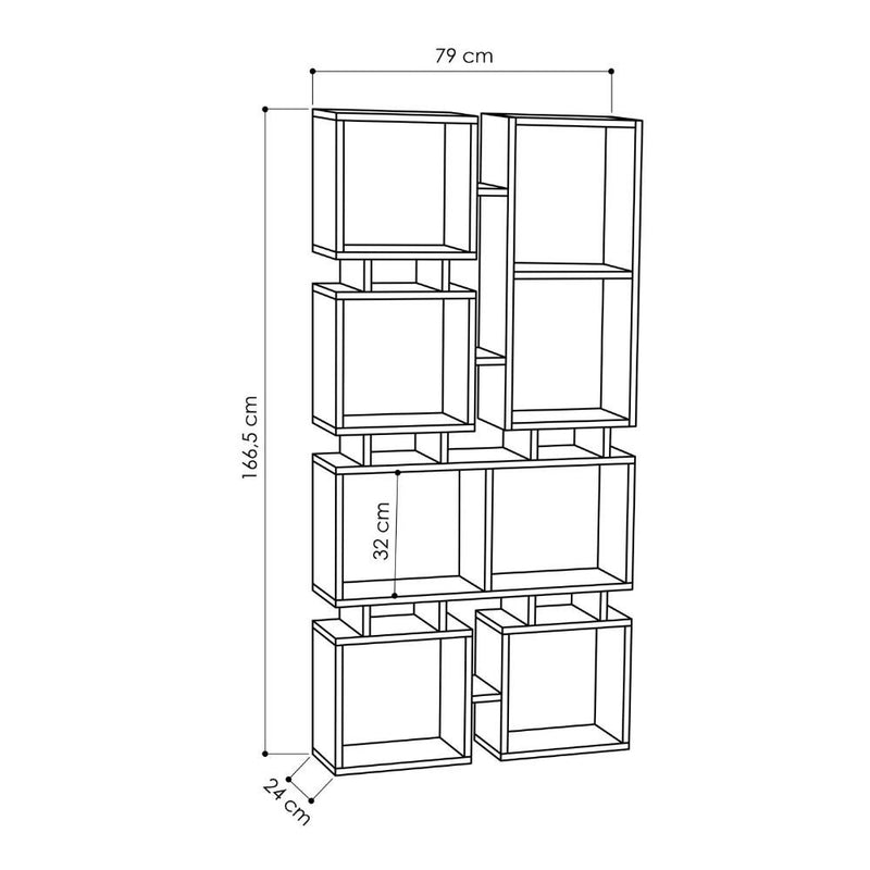 Libreria Moderna 79x166,5 cm in MDF Rail Bianco-3