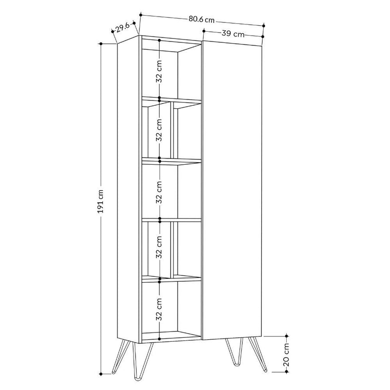 Libreria con Anta 80,6x29,6x191 cm in MDF Jedda Antracite-4