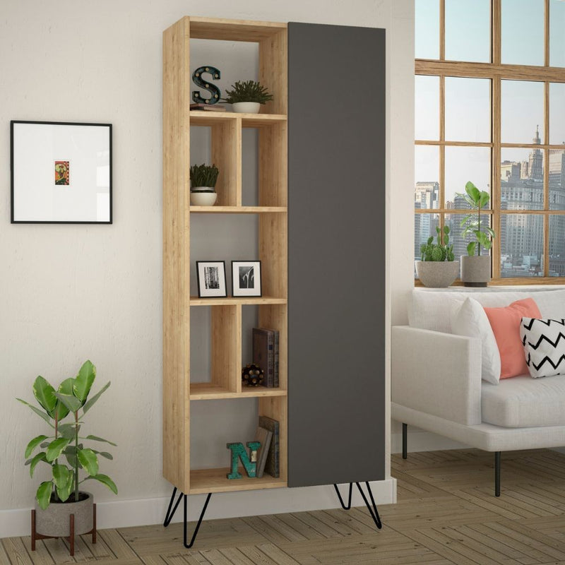 Libreria con Anta 80,6x29,6x191 cm in MDF Jedda Antracite-1