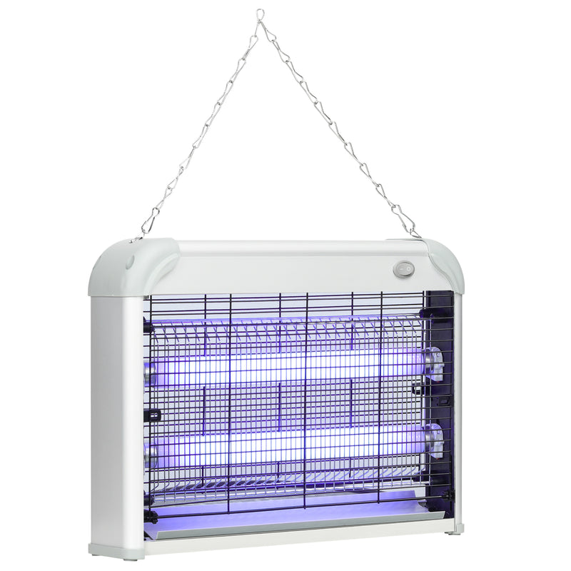 Zanzariera Elettrica 2 Lampade 20W in ABS e Metallo Bianca-1