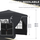 Gazebo Pieghevole 3x3m in Metallo Grigio-5