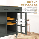 Carrello da Cucina 88,5x46x91,5 cm in Legno MDF e Vetro Grigio-6